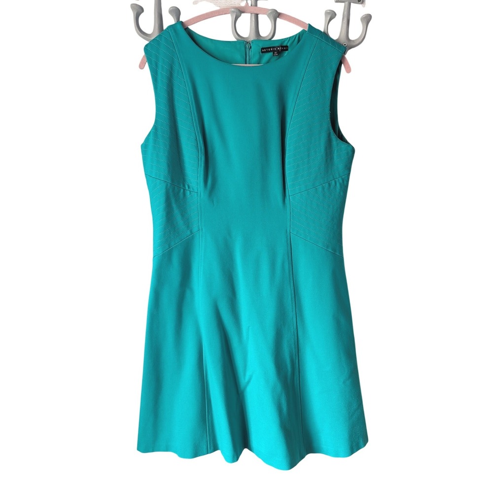 Antonio Melani Sheath Dress Womens 14 Teal Green Sleeveless Formal Workwear